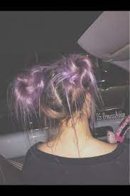 Purple Pigtail Buns Messy Tumblr Hair Hair Styles Purple Hair