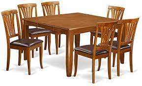 Amazon Com 7 Pc Dining Room Set Square Dining Table With Leaf And 6 Dining Chairs Furniture In 2021 Dining Table With Leaf Solid Wood Dining Set Square Dining Tables