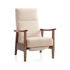 Greer Fabric Wood Arm Recliner Reviews Crate And Barrel In 2021 Modern Recliner Mid Century Recliner Recliner