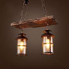Industrial Rustic 2 Light Wood Beam Antique Black Metal Glass Lantern Pendant Light In 2021 Rustic Light Fixtures Lantern Pendant Lighting Rustic Lighting