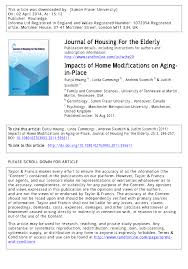The benefits of home modifications for the elderly. Pdf Impacts Of Home Modifications On Aging In Place