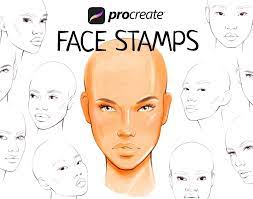 Procreate Face Stamps Face Brushes For Procreate Realistic Etsy Face Template Face Brush Eye Brushes