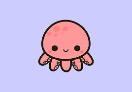 Illustration of cute octopus cartoon. Animated Kawaii Octopus Novocom Top