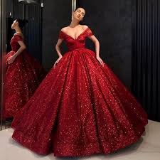 Red Sequined Prom Dresses Deep V Neck Cap Sleeves Ball Gown Evening Dress Puffy Floor Length Women Formal Wear Party Dress Ball Gowns Gowns Fashion Dress Party