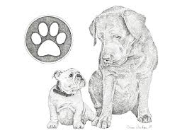 For The Love Of Dogs Ink Original Drawing Pointillism Cheap Original Art Original Drawing Original Art Pointillism