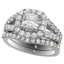 **this beautiful bridal set is made with the highest quality simulated, lab white sapphire, generic moissanite or a forever one moissanite center stone on a princess cut engagement bridal set 14k / 18k rose gold, moissanite princess cut bridal set, white sapphire princess cut wedding set. 2 00 Ct T W Princess Cut Diamond Ring Set In 14k White Gold I I1 Sam S Club