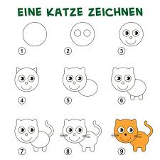 Eine Katze Zeichnen Zeichnen Lernen Fur Kinder Katze Zeichnen Kinder Zeichnen