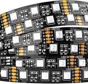 BTF-LIGHTING 5050 RGBW RGB+Cool White(6000K-7000K) 4 Colors in 1 LED Tape  Light DC12V 5m 16.4ft 60LED/m Multi-Colored IP30 Black 12mm PCB for Bedroom  ...