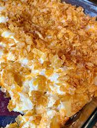 Funeral Potatoes Cheesy Potato Casserole Topped With Corn Flakes Recipe Food Potatoe Casserole Recipes Corn Flakes