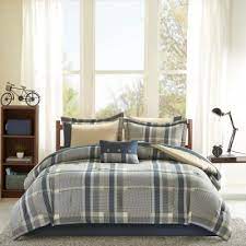 Intelligent Design Roger 7 Piece Navy Tan Twin Xl Comforter Set Id10 1225 The Home Depot