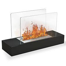 Portable bio ethanol tabletop fireplace has a sleek design with glass panels that allow for maximum fire visibility. Portable Bio Ethanol Fireplace Designs Small Bio Burners