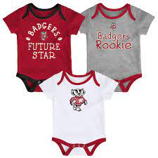 Wisconsin Badgers Baby 3 Pack Future Star Onesie Creeper Set Detroit Game Gear