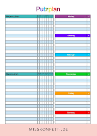 Kostenlose putzplan vorlagen für wgs, familien oder berufstätige. Weniger Arbeit Im Haushalt Dank Putzplan Miss Konfetti Planer Putzplan Terminplaner Gestalten