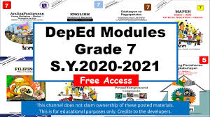 Answer key grade 5 • module 4 multiplication and division of fractions and decimal fractions. Compiled Deped Module S Y 2020 2021 For Grade 7 1st Quarter Module 1 Youtube