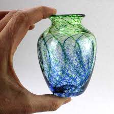 Sweet Delicate Hand Blown Art Glass Vase Blue Green Small Flower Vase Glass Art Handmade In Sweden By Marianne Degener Art Glass Vase Small Flower Bouquet Blow Art