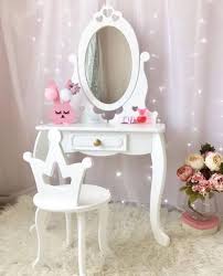Kids Dressing Table Girl S Dressing Table With Mirror White Wooden Makeup Table In 2020 Kids Dressing Table Girls Dressing Table Dressing Table Design
