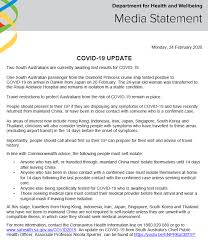 Magill testing clinic across from unisa on st bernards road is busy. Sa Health South Australia Covid 19 Update 24 February 2020 Two South Australians Are Currently Awaiting Test Results For Covid 19 One South Australian Passenger From The Diamond Princess Cruise Ship Tested Positive