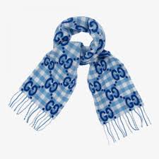 Gucci - Синий шарф с принтом GG (140см) | Childrensalon