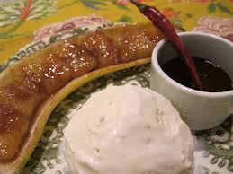 Caramelized Bananas With Vanilla Ice Cream And Spicy Chocolate Sauce Flash In The Pan Spicy Chocolate Caramelized Bananas Chocolate Sauce