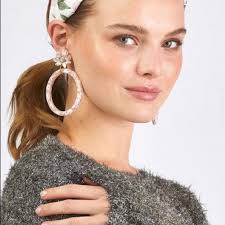 Lele Sadoughi Blush Wallflower Hoop Earrings