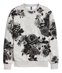 Black And White Sweatshirt Mens H M Offers Fashion And Quality At The Best Price Floral Print Sweatshirt Mens Outfits Mens Sweatshirts