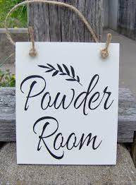 Powder Room Wood Signs Vinyl Sign Door Hanger Bathroom Door Etsy In 2021 Powder Room Signs Bathroom Door Sign Door Signs