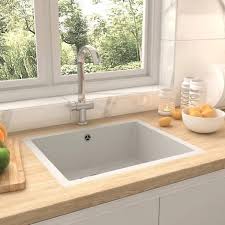 Evier De Cuisine Avec Trou De Trop Plein Blanc Granit En 2020 Evier Cuisine Granit Blanc Granit