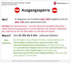 Ab morgen soll im fall vieler neuinfektionen eine sperrstunde gelten. Neue Corona Verordnung In Niedersachsen Dies Gilt Ab 29 Marz 2021 Shg Aktuell De