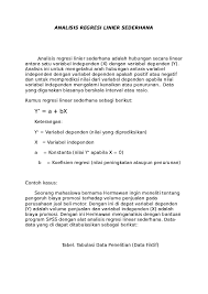 Doc Analisis Regresi Linier Sederhana Lulu Indriaty Academia Edu