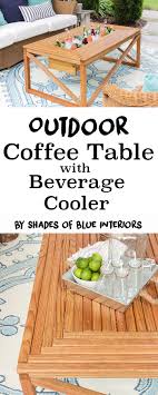 Keep drinks & lounge necessities handy with a patio coffee table or end table near your favorite seat. Outdoor Coffee Table With Beverage Cooler Shades Of Blue Interiors