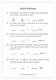 All sums are less than 18. Addition And Subtraction Word Problems Worksheets For Kindergarten And Grade 1 Story Sums Story Problems Megaworkbook