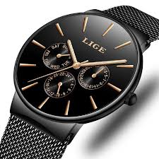 Mens Watches Lige Top Brand Luxury Waterproof Ultra Thin Date Clocksteel Strap Casual Quartz Watch Mens Sp Luxury Watches For Men Watches For Men Thin Watches