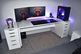 Removed The Desks Two Middle Drawers And Added More Rgb Home Office Setup Minimalist Computer Desk Gaming Desk Setup