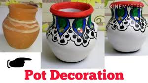 Best for decorating your drawing room and galleries! How To Decorate Pot At Home Matki Decoration Indian Festival Easy Pot Painting