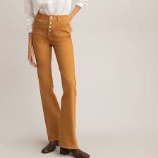 Jean bootcut couleur denim, bleu délavé ou bootcut noir : Jean Bootcut Taille Haute Boutonnage Apparent La Redoute Collections La Redoute