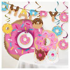 Vanilla frosted, chocolate frosted, blueberry, boston cream! Donut Time Birthday Party Decorations Kit Target