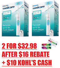 Free shipping with kohls card. Two Philips Sonicare Series 2 Plaque Control Toothbrushes 32 98 After 16 Mail In Rebate Free Shipping Get 10 Kohl S Cash Back Kohl S Card Required Heavenly Steals