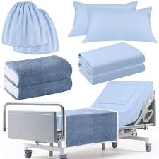 Amazon.com: SmoothNovelty 8 Pcs Hospital Bed Sheets Set, Soft Knitted  Standard Sheets Quality, Include Fitted Coverlet, Quilt Cover, Pillow Case  and Blanket(Blue) : Home & Kitchen