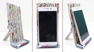 Making Mobile Stand With Rolled Newspaper Mobile Stand Diy Phone Holder Smartphone Holder