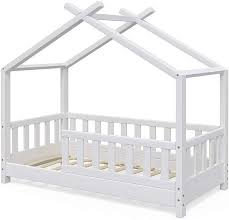 Vitalispa Kinderbett Hausbett Design 70x140cm Weiss Zaun Kinder Bett Holz Haus Schlafen Hausbett Spielbett Inkl Lattenro Kinderbett Kinder Bett Bett Massivholz