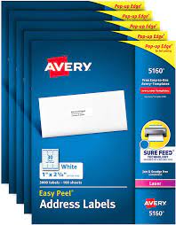 Get it done right with avery design and print and a variety of other templates and software at avery.com. 1 Avery Address Labels With Sure Feed For Laser Printers 5 Packs 5160 1 X 2 5 8 15 000 Labels Great For Fba Labels Office Supplies Labels Indexes Stamps Rayvoltbike Com