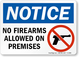 Have you ever noticed that criminals never seem to want to cause a problem in areas where they. Notice No Firearms Allowed On Premises Sign Sku S 4298