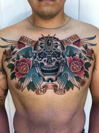 But with such a range of tatts that are tattoos, each one is incredibly unique in it's own right. Chest Skull Wings Leaves Roses Tattoo By Full Circle Tattoos