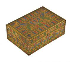 Maybe you would like to learn more about one of these? Visually Distinctive C 1920 S American Art Deco Egyptian Revival Style Hand Painted Folk Art Diminutive Wooden Box With Hinged Top