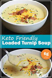 Creamy Loaded Turnip Soup Keto And Low Carb Keto The Beas Recipe Turnip Soup Turnip Recipes Low Carb Potatoes