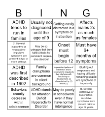 Adhd includes a combination of persistent problems, such as difficulty sustaining attention, hyperactivity and impulsive behavior. Adhd Bingo Card
