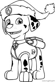 Paw patrol coloring pages marshall. Paw Patrol Marshall In The Christmas Hat Coloring Page Coloringall
