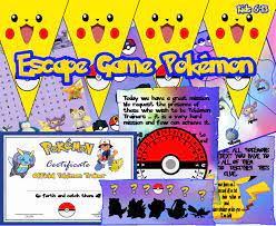 Escape Room For Kids Pokemon Game Hunt Print And Play Party Home Birthday Family Pokeball Pikachu Themed Escape Room For Kids Pokemon Pokemon Birthday Party