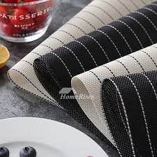 Made with 100% cotton for softness and durability, these lovely striped design placemats are ideal for many occasions. Black Placemats White Pvc Woven Rectangule Modern Modern