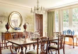 Classic Georgian Inspired Dining Room With Period English Furniture And Mural By Susanhartermuralpapers Boston Interior Design Dining Classic Interior Design